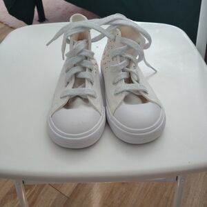 Kids White High-Top Sneakers with Subtle Multicolor Speckle
